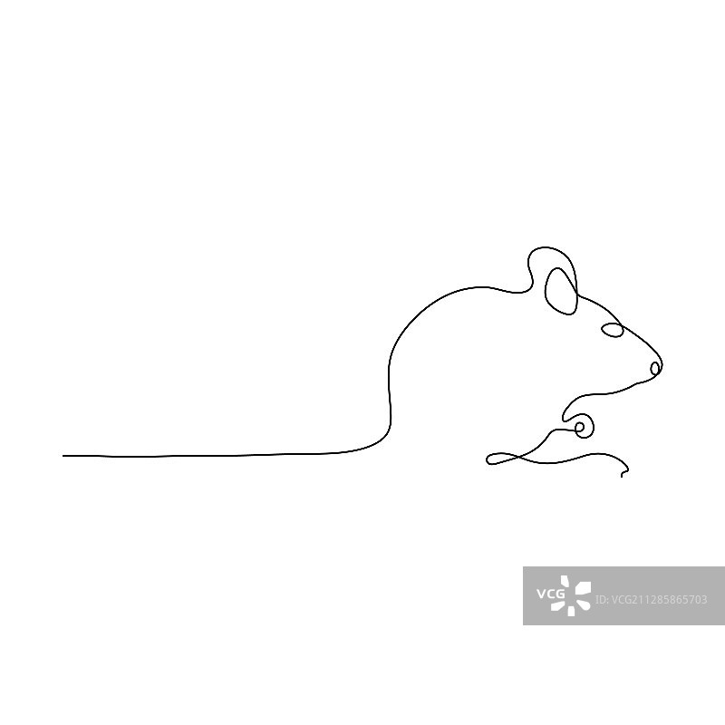 鼠标头部设计剪影Logo单线画图片素材