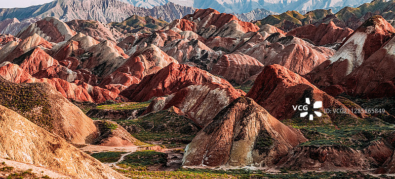 中国甘肃省张掖市张掖丹霞国家地质公园丹霞地貌全景图片素材