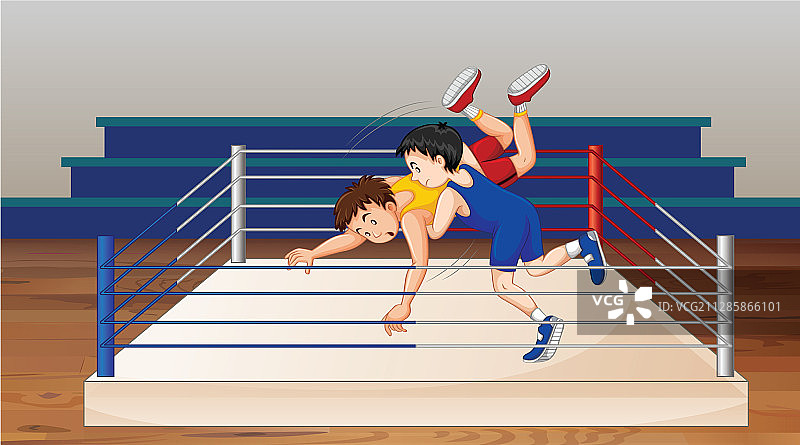 人们在擂台上摔跤的场景图片素材