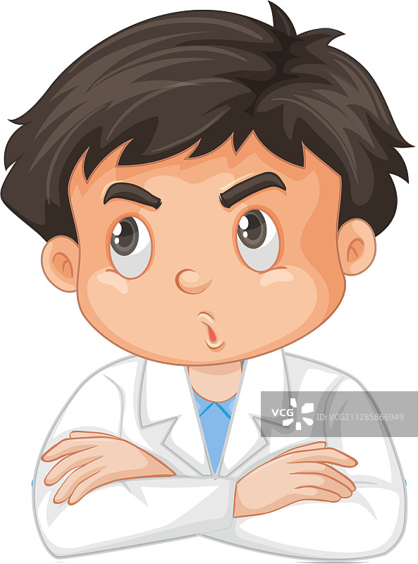 男孩穿着实验服，背景为白色图片素材