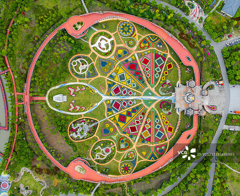 上海浦江郊野公园奇迹花园航拍图片素材