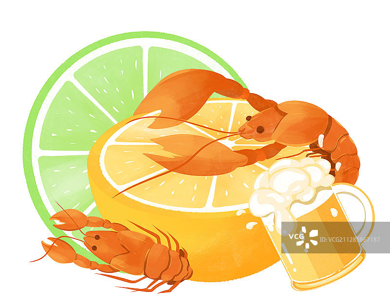 小龙虾啤酒组合元素图片素材