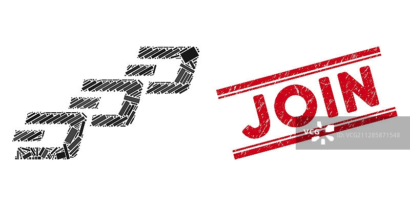 达世币链马赛克划痕连接印章图片素材