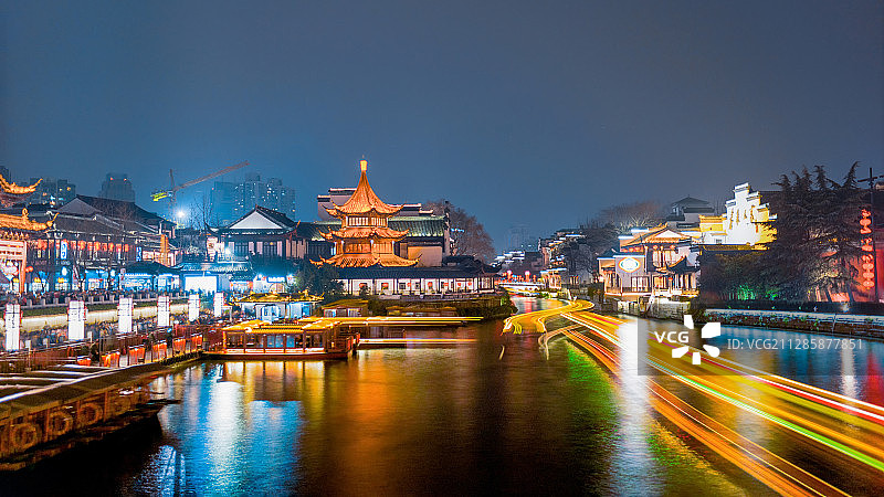 南京夫子庙秦淮河夜景图片素材