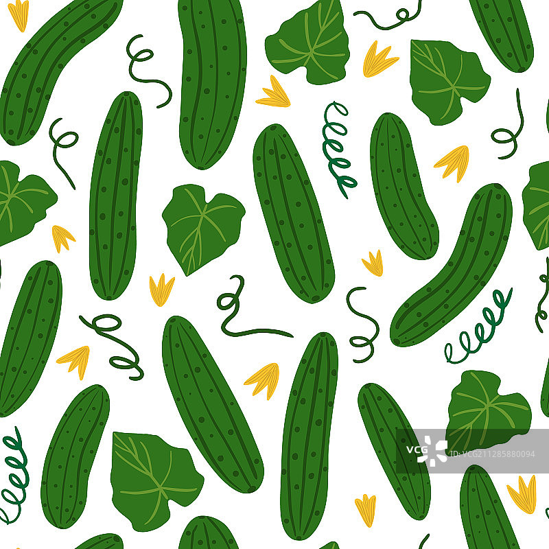白色背景上的黄瓜无缝图案图片素材