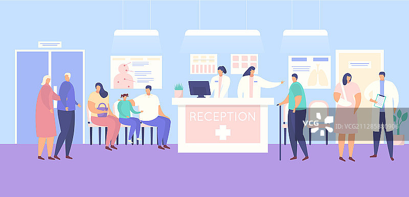 医疗诊所的接待处和患者图片素材