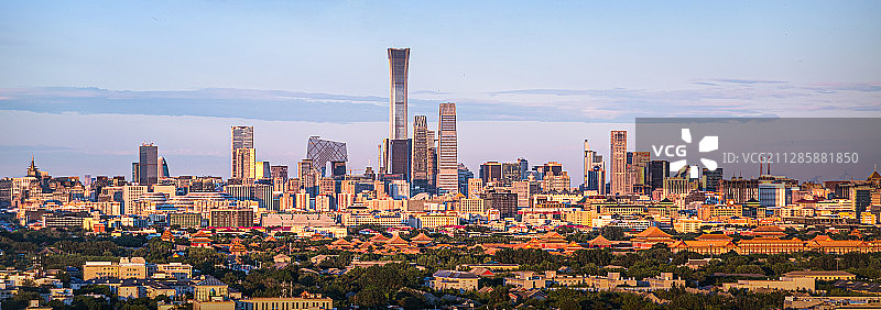 日出日落火烧云早下晚霞天际线美丽北京首都风光发展广告CBD图片素材