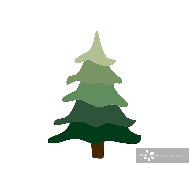 卡通树木，白色背景，简约风格图片素材