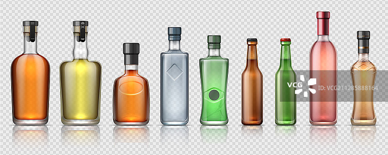 逼真的酒精瓶透明玻璃图片素材