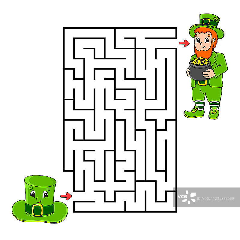 儿童游戏：方形迷宫和帽子图片素材