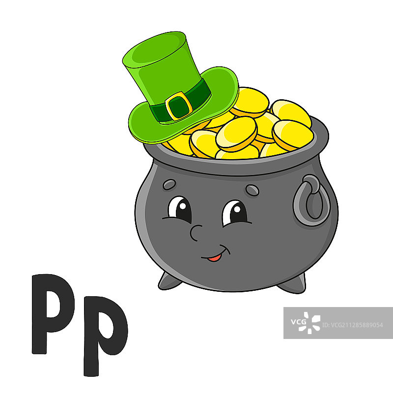 戴帽子字母P和金罐图片素材