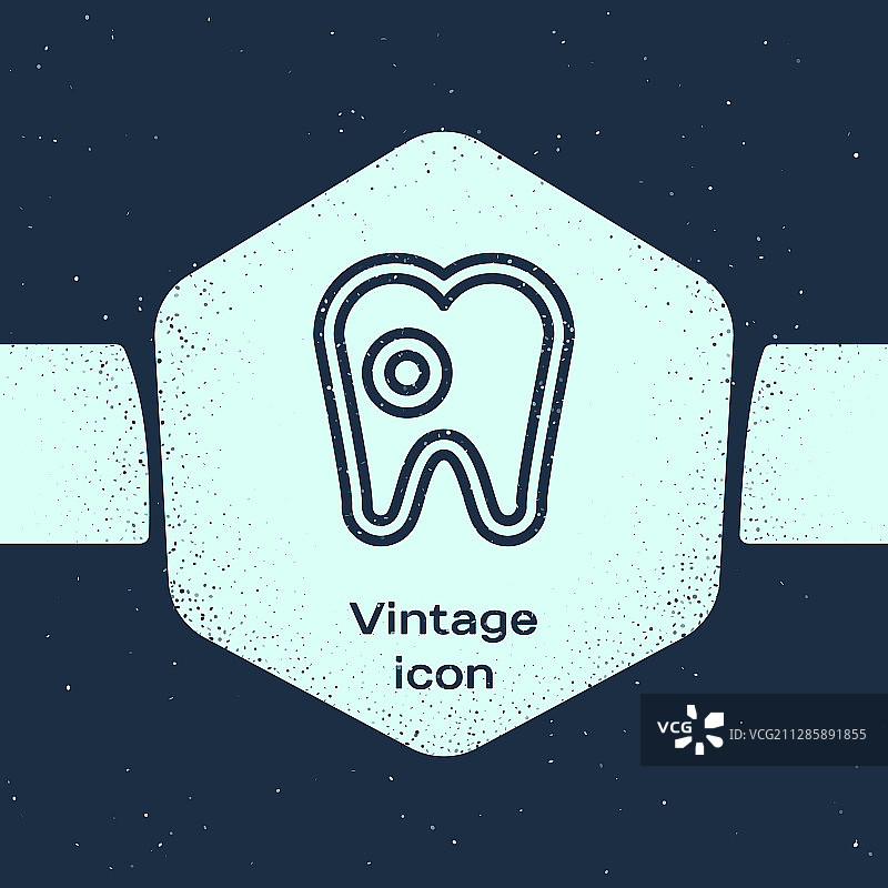 老式线条龋齿牙齿图标图片素材