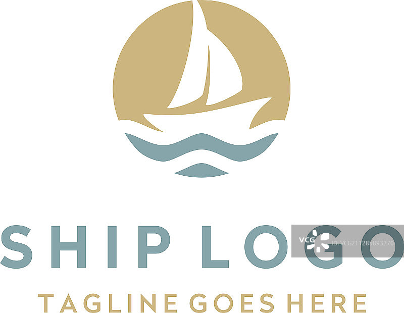 海洋海浪中的帆船游艇标志图片素材