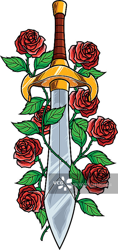 宝剑与玫瑰图片素材