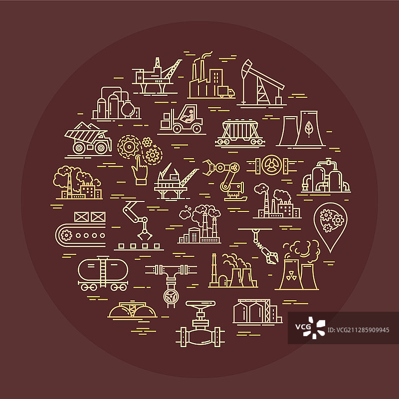 包含线性图标的圆形概念图片素材