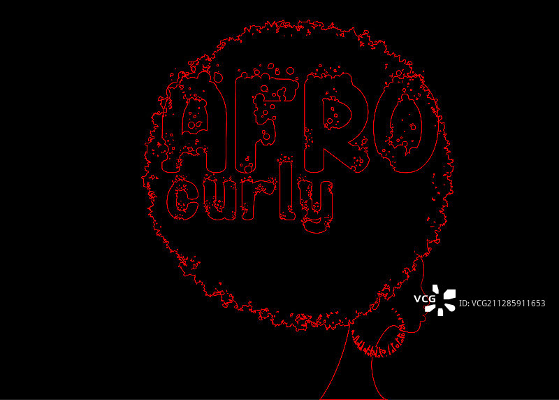 手绘红色卷发非裔女性发型图片素材