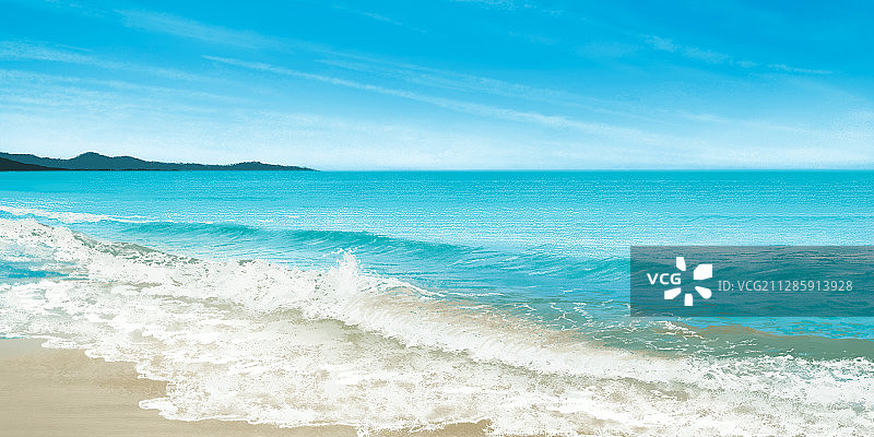 海滩海面及晴朗天空图片素材