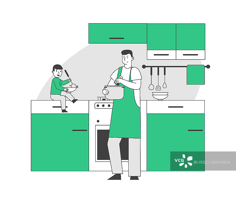 幸福家庭日常生活概念：单亲父亲图片素材