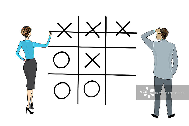 商务男女玩井字游戏图片素材