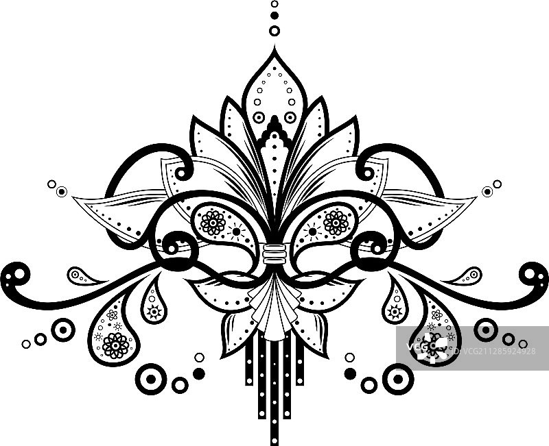 分离的民族优雅花卉Zentangle图案图片素材