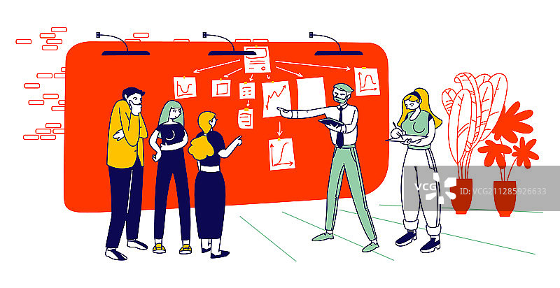 商务男人讲解工作计划并指向图表图片素材