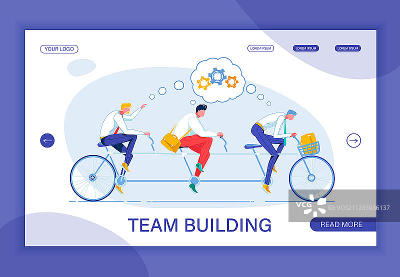 建筑团队合作骑行三人自行车图片素材