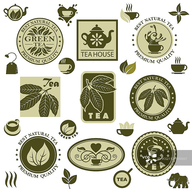 茶叶标签套装图片素材