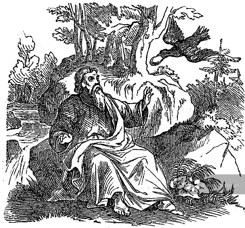 复古圣经先知以利亚绘画图片素材