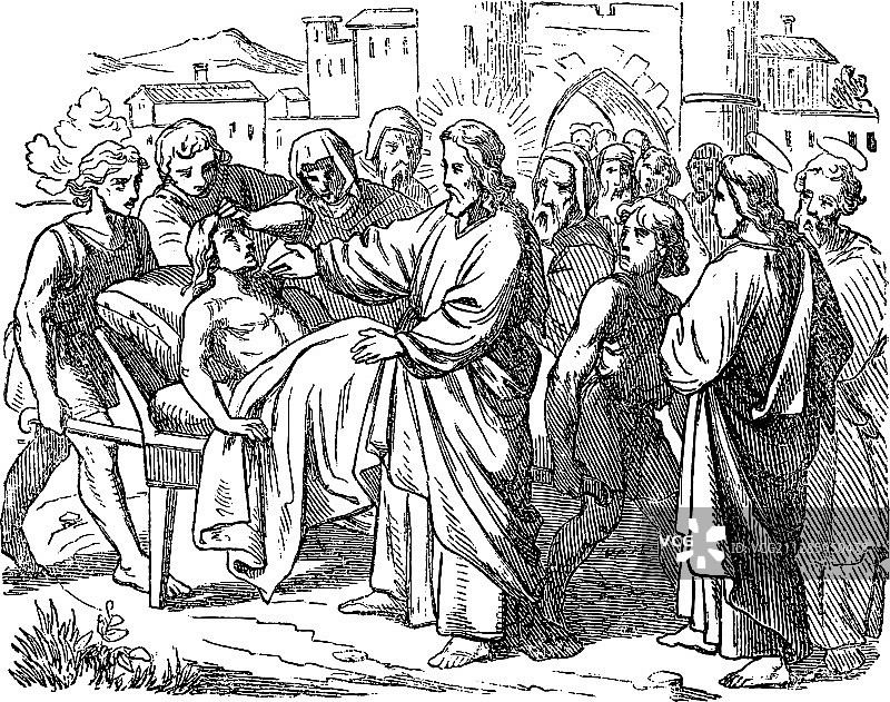 耶稣复活的圣经故事复古画图片素材