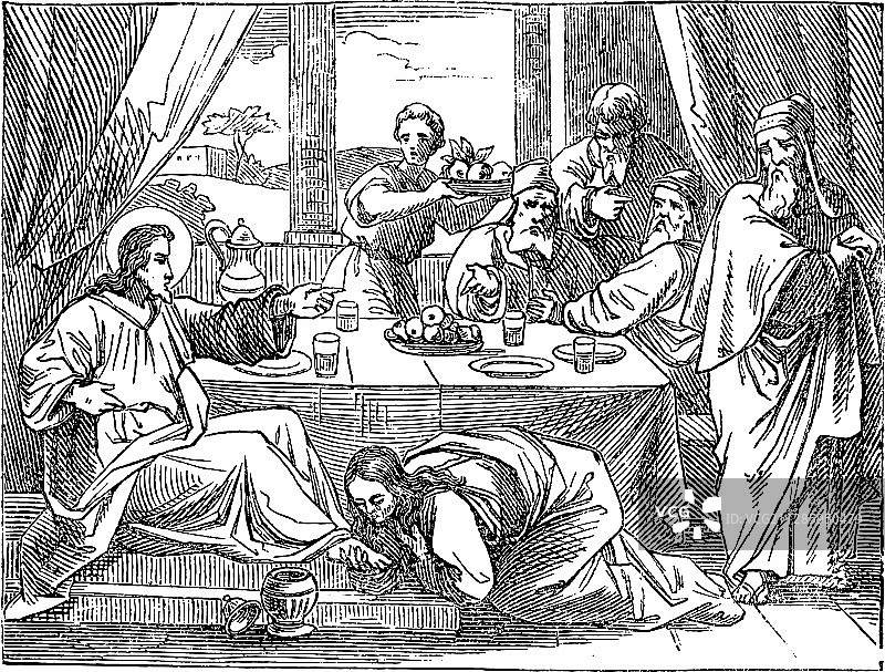 复古绘画圣经故事中的罪恶女人图片素材