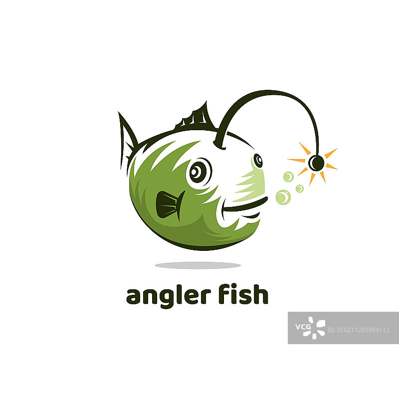 有趣的复古风格鮟鱇鱼标志图标图片素材