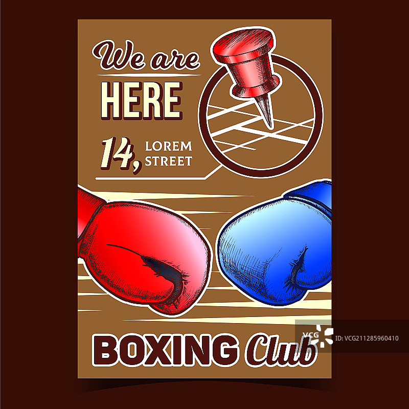 拳击俱乐部地图位置广告海报图片素材