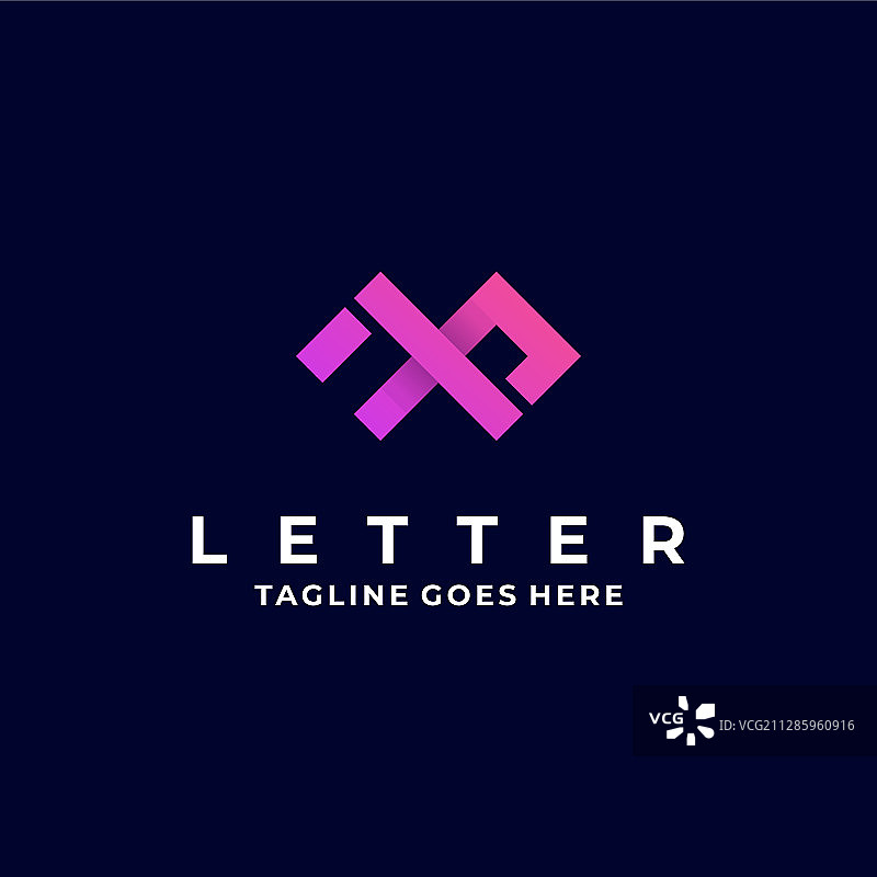 抽象字母方形渐变彩色标志图片素材