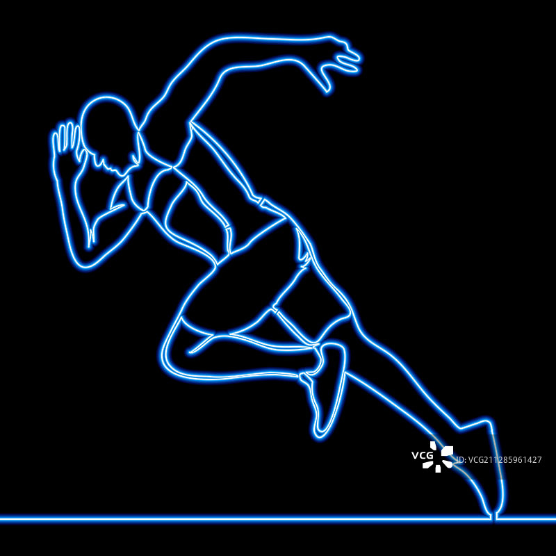 霓虹概念奔跑男人连续线条画图片素材