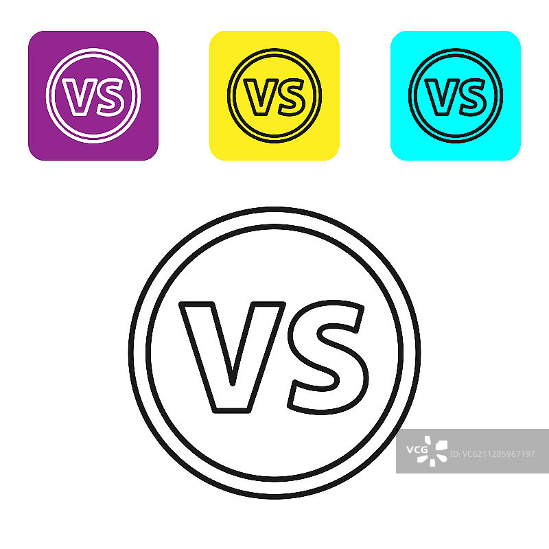 黑色线条VS对战图标，白色背景图片素材