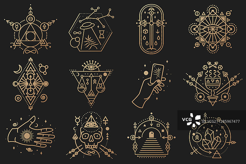 深奥的符号细线几何图片素材