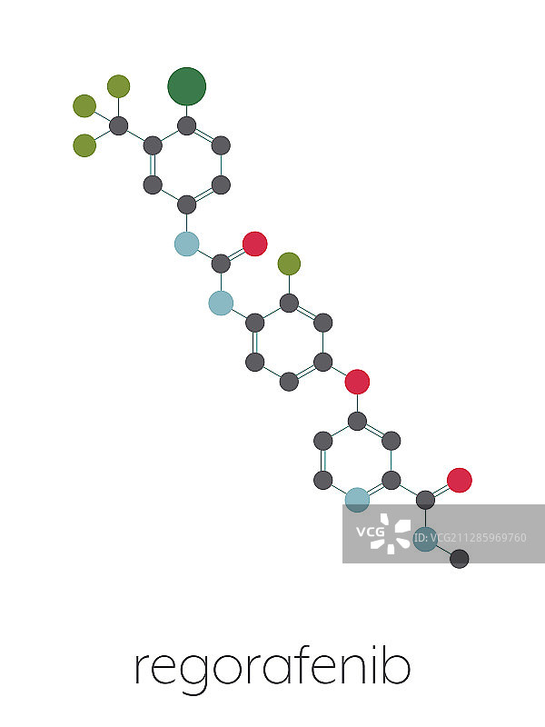 瑞戈非尼抗癌药物分子模型图片素材