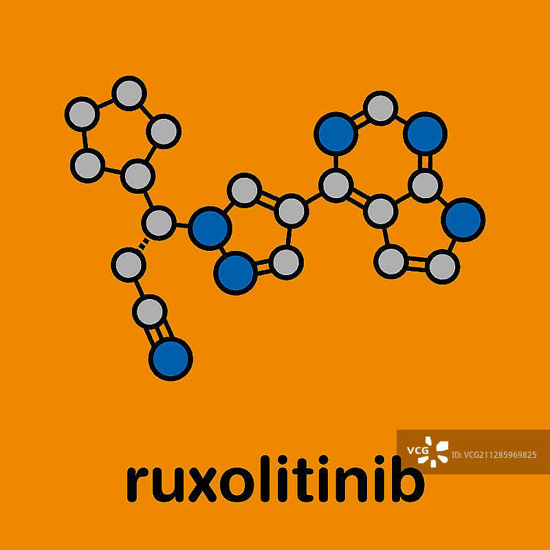 Ruxolitinib骨髓纤维化抗癌药分子模型图片素材