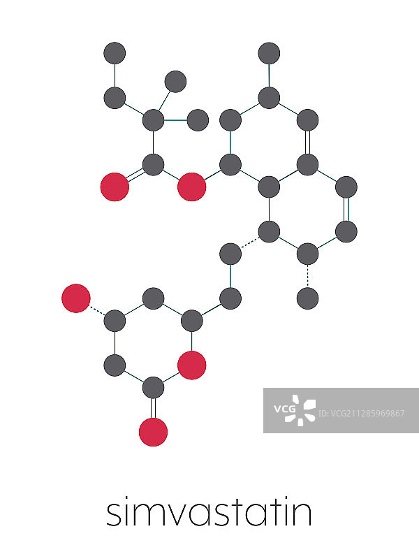 辛伐他汀降胆固醇药物分子模型图片素材