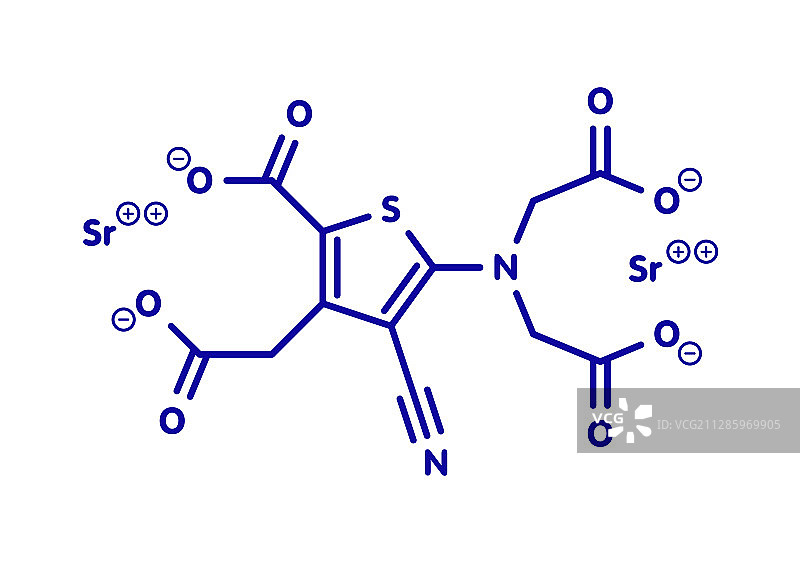 雷尼酸锶骨质疏松症药物分子模型图片素材