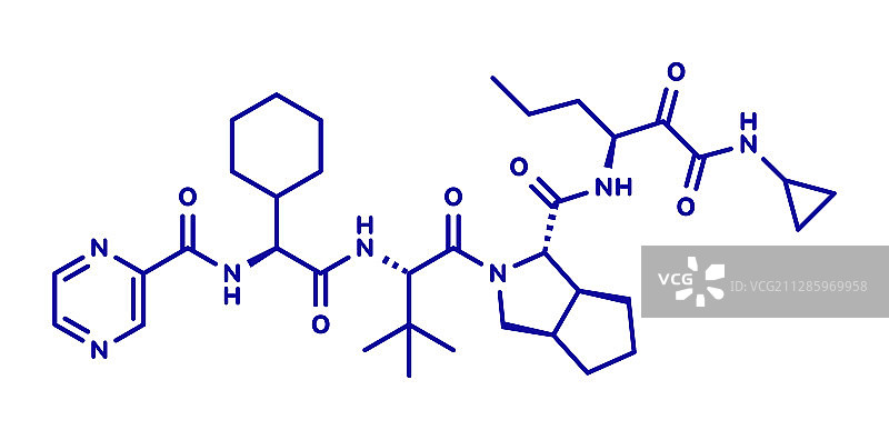 特拉匹韦丙型肝炎病毒药物分子模型图片素材