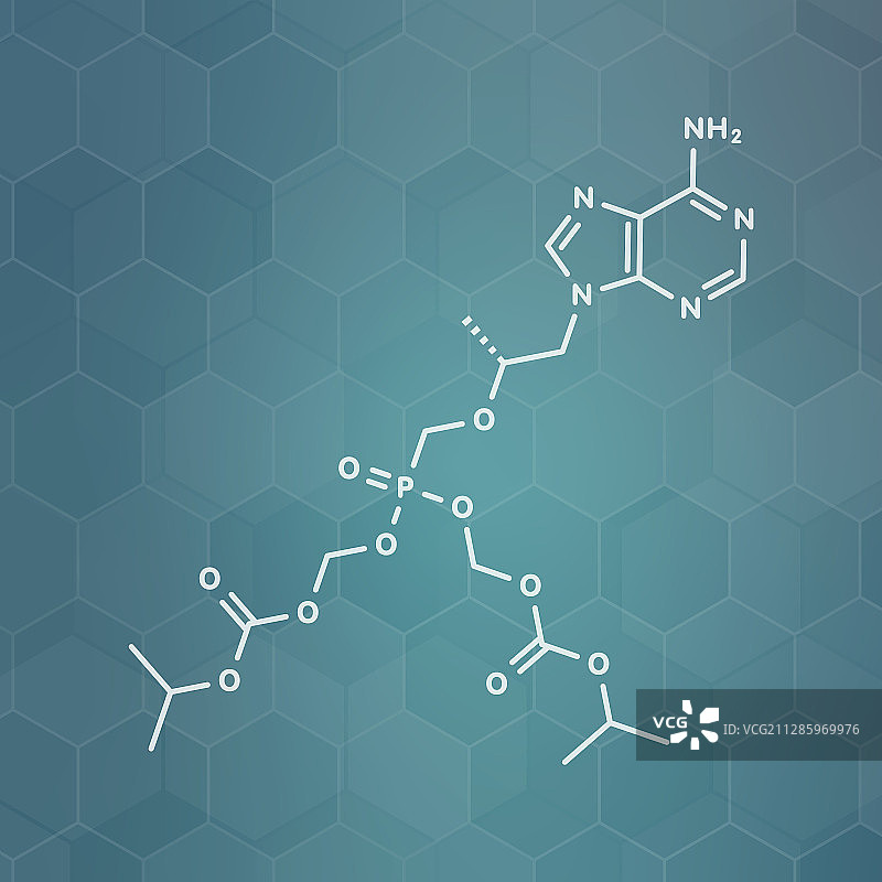 替诺福韦二吡呋酯艾滋病药物分子模型图片素材