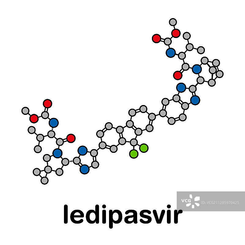 雷迪帕韦丙型肝炎病毒药物，分子模型图片素材