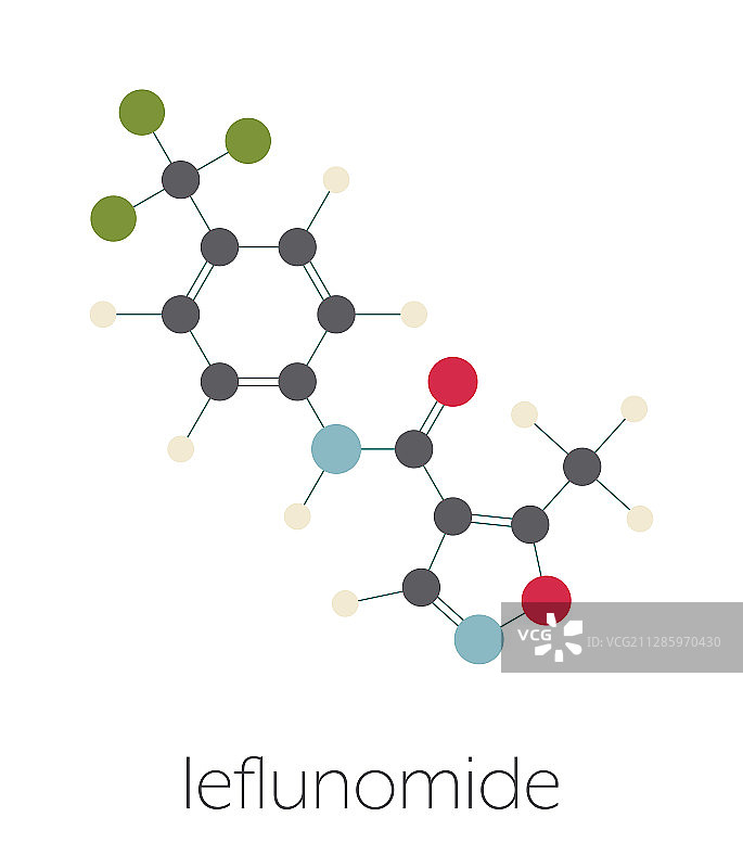 来氟米特类风湿性关节炎药物分子模型图片素材