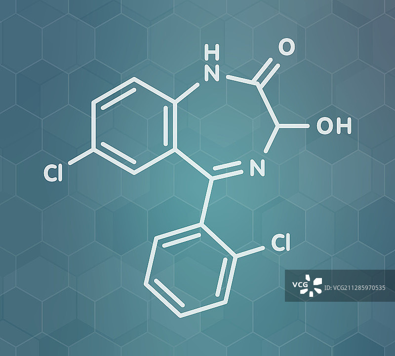 劳拉西泮镇静催眠药物分子模型图片素材
