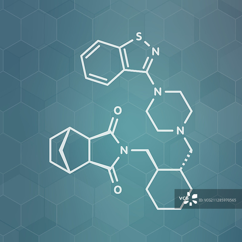 鲁拉西酮非典型抗精神病药物分子模型图片素材