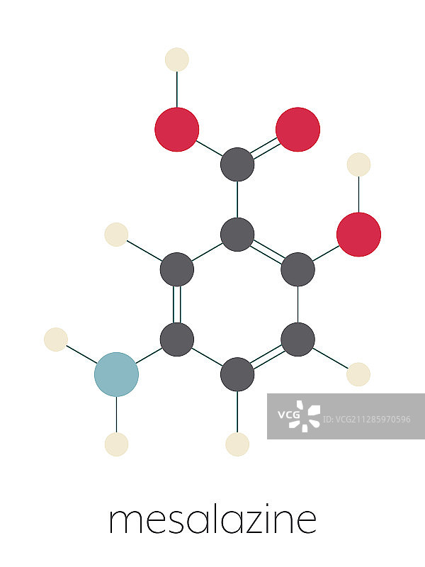 美沙拉嗪炎症性肠病药物分子模型图片素材