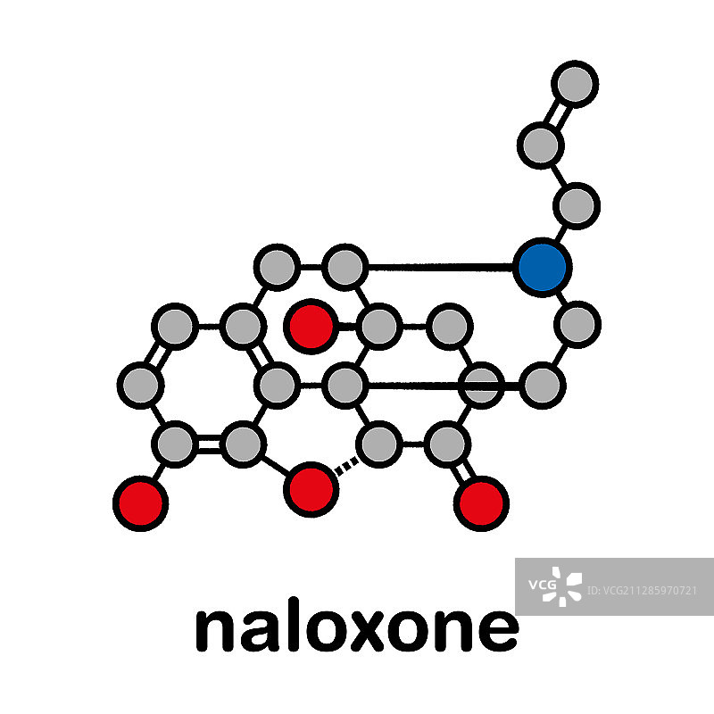 纳洛酮阿片受体拮抗剂分子模型图片素材