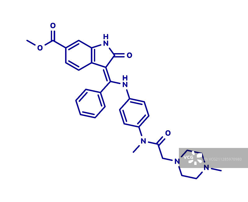 尼达尼布抗癌药物分子模型图片素材