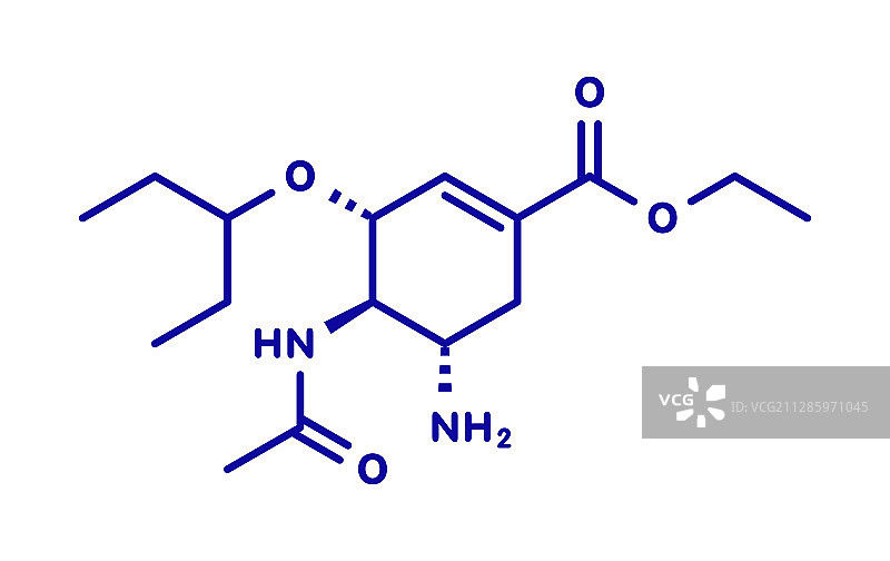 奥司他韦流感病毒药物分子模型图片素材